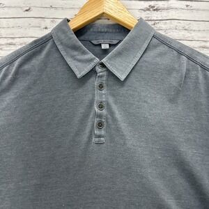 John Varvatos Polo Shirt Men's XL Washed Gray Silk Cotton Lightweight Knit Solid